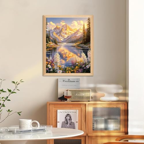 WULINHUAFA Mountain Paint by Numbers Adults Beginner 16x20 Inch | Lake Adult Paint by Number Kits, DIY Acrylic Oil Easy Painting by Numbers for Gifts Home Wall Decor Without Frame