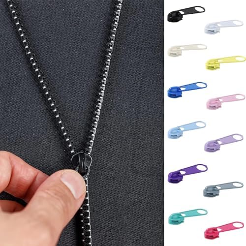 DOITEM 72Pcs Zipper Repair Kit - 5# Zipper Pull Rescue Kit for Clothing, Jackets, Purses, Luggage, Backpacks (12 Colors)