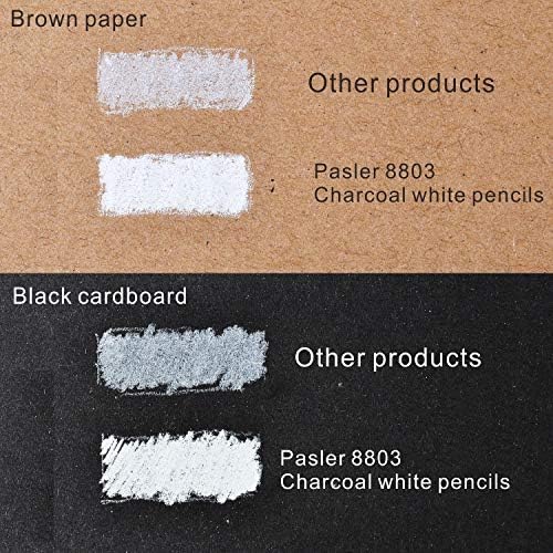 Pasler® white charcoal pencils set - 3 pcs Sketch Highlight white pencils for drawing, sketching, shading, blending