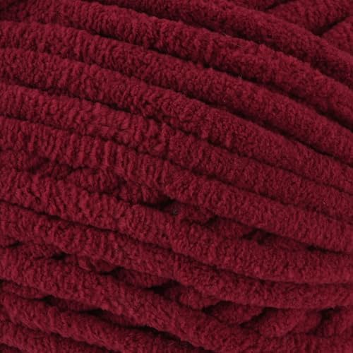 Loops & Threads Demi Purl Yarn – Super Bulky 100% Polyester, Soft Plush Chenille Yarn for Knitting & Crochet, Ideal for Blankets, Hats, Scarves & Crafts, Tibetan Red