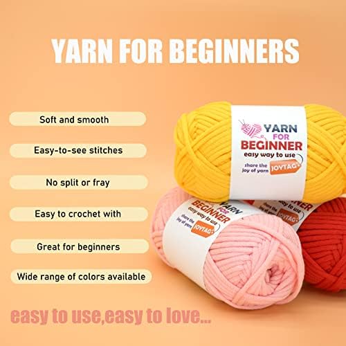 Rainbow Yarn for Crocheting and Knitting Cotton Crochet Knitting Yarn for Beginners with Easy-to-See Stitches Cotton-Nylon Blend Easy Yarn for Beginners Crochet Kit(3x50g)