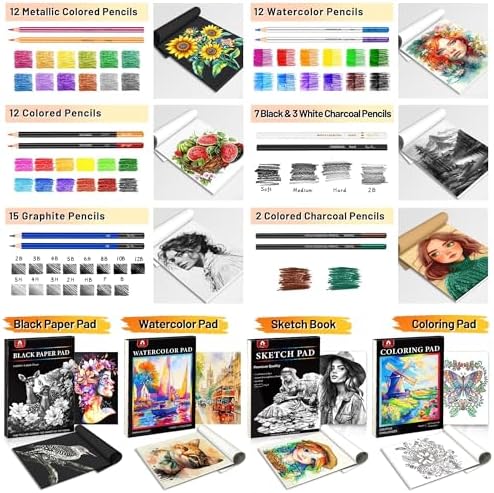133 PCS Art Supplies Sketching Kit, Pro Drawing Pencils Art Kit Adults Gift