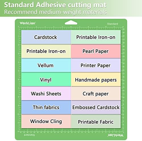 WORKLION 12x12 Standard Cutting Mat（3Pack) Compatible With Explore One/Air/Air 2/Maker Standard Adhesive Sticky Green Quilting Cricket Replacement Vinyl Cutting Mat