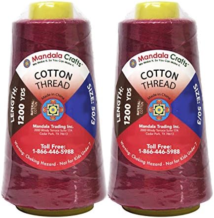 Mandala Crafts Maroon Mercerized Cotton Thread Cones for Sewing Quilting