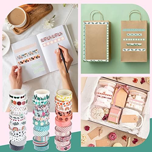 TaoBary 33 Rolls Washi Tape Set, 15mm Holiday Seasonal,Bohemia Style
