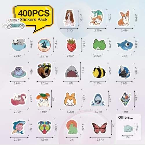 Arme Cute Animal Stickers Bulk Waterproof Water Bottle Stickers Pack 400PCS | Vinyl Stickers for Kids, Toddlers, Teens, Boy, Girl, Fun Stickers for Classroom Reward, Luggage, Cups, Random