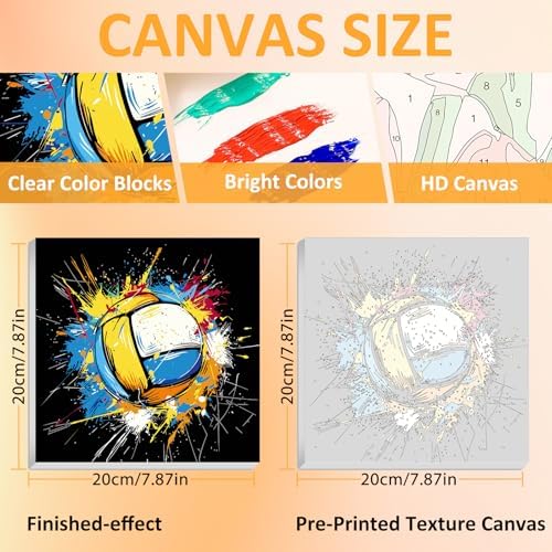 Volleyball Paint by Numbers Kit for Kids, 8x8 inch