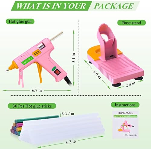 MONVICT Pink Hot Glue Gun Kit, Mini Glue Gun with Suction Cups Stand
