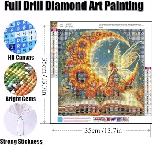 Ekuxom Fairy Diamond Painting Kits for Adults-Moon Fairy Diamond Painting