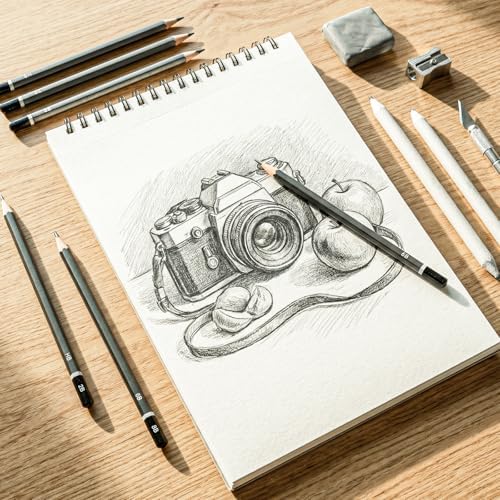 2 Pack Sketch Books for Kids 9 × 12In, 100gsm Drawing Pad with 36 Pencils