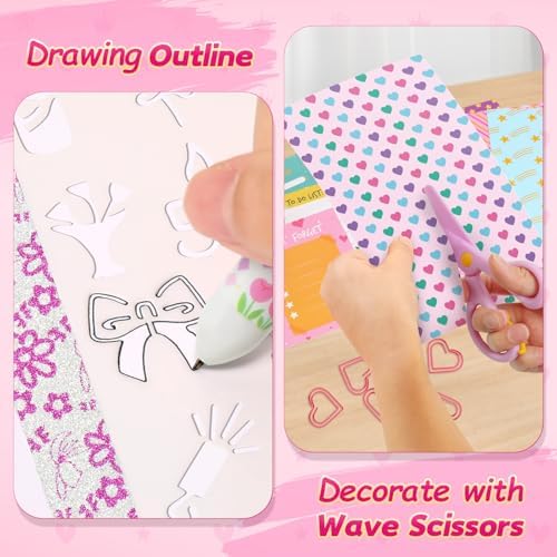 ADUSRIZ Princess DIY Journal Kit for Girls Gift for 8-12, 50 Pcs Scrapbook & Diary Supplies Set, Journaling Art Crafts Kit with Storage Case, Birthday Gifts for Teen Girls Craft Sets.