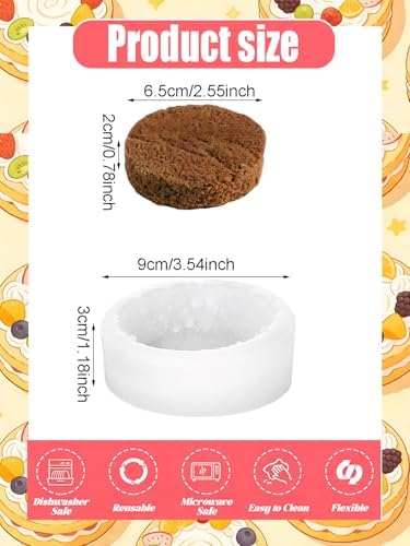 Round Bread Silicone Mold, 2 Pieces Artificial Food Shape Candle Molds for Chocolate, Resin, Soap | Fluffy Toast Bread Fondant Molds for Baby Shower & Birthday Party DIY Crafts‌(Round Bread)