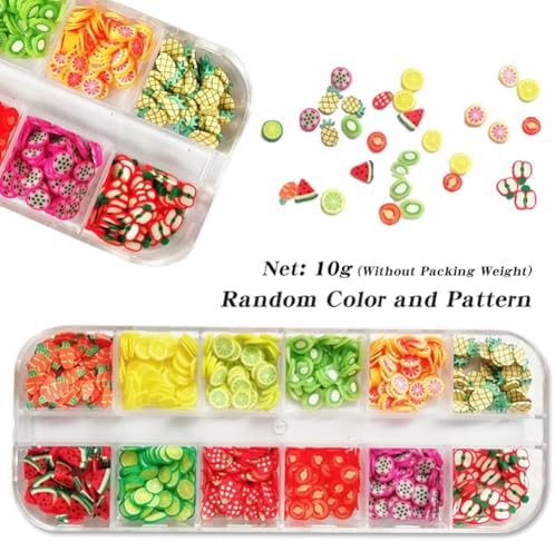 AKOAK 2 Boxes of Crystal Mash Clay Strip Flowers Fruit Slices Apples, Strawberries, Watermelons Nail Crafts Making, Decorations Scrapbook DIY Crafts