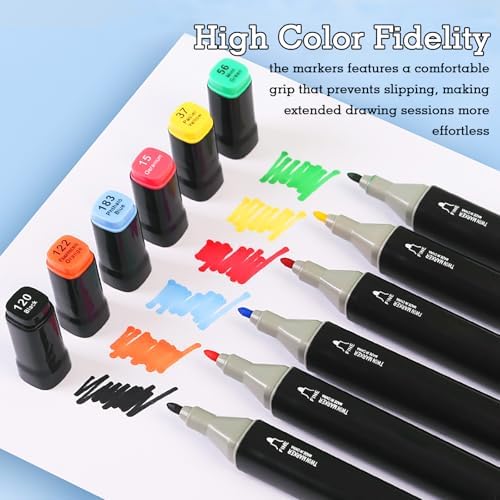 100 Colors Dual Tip Alcohol Markers, Dual Tips Art Markers, Permanent Sketch Marker Set for Adults Coloring, Painting, Sketching, Illustrations