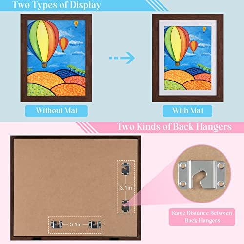 [2 Pack] Kids Art Frames, 10x12.5 Front Opening Kids Artwork Frames Changeable, Displays 8.5x11 With Mat and 10x12.5 Without Mat, Holds 50 Pcs, for 3D Picture, Crafts, Hanging Art, Portfolio Storage