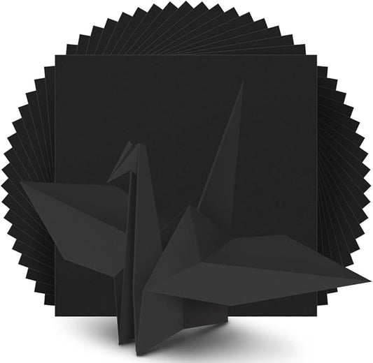 IOOLEEM Origami Paper, 200 Sheets, Black Origami Paper, 6 Inch Square, Double Sided Colored Paper for Crafts DIY Party & Decoration