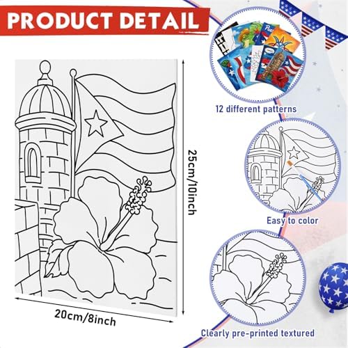 Tinlade 12 Pcs Pre Drawn Canvas for Painting Stretched,Puerto Rico