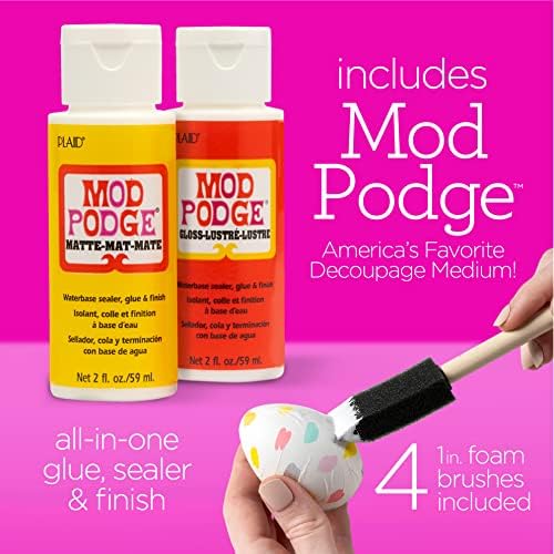 Apple Barrel, PROMOABMP22 Holiday Acrylic Paint Set, 32 Piece, 26 Apple Barrel Paints, 2 Mod Podge Acrylic Sealers and 4 Foam Brushes