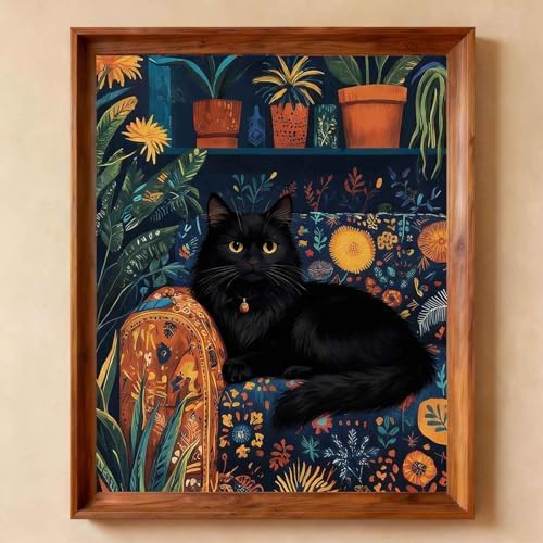 Amphol Paint by Numbers Kit for Adults - 16x20 Inch Black Cat DIY Paint by Number Canvas Art Kit, Oil Painting Kit on Unframed Canvas Art for Stress Relief, Home Wall Decor with Acrylic Paint Set