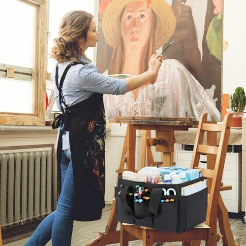 Craft Organizer Tote Bag, Art Storage Caddy with Multiple Pockets