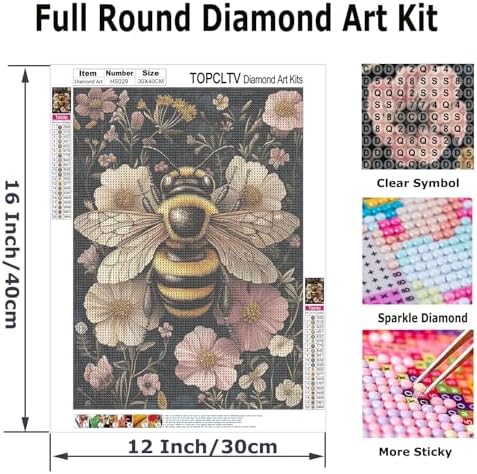 TOPCLTV Bee Diamond Art Kits for Adults, Honeybee Diamond Painting Kits
