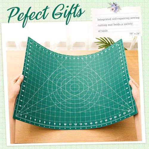 Teenyyou 18" x 24" Self Healing Travel Folding Cutting Mat with Grid for Quilting Sewing Craft Hobby Board Sewing Cutting Mat for Quilting Leather Fabric Crafting Scrapbooking Art Clay, A2+, Green