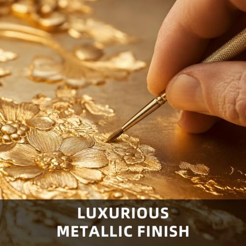 Falling in Art Gold Metallic Acrylic Paint, 8 fl oz Heavy Body Gold Leaf Paint, Non-Toxic Art Paints for Metal, Furniture, Canvas, and DIY Crafts