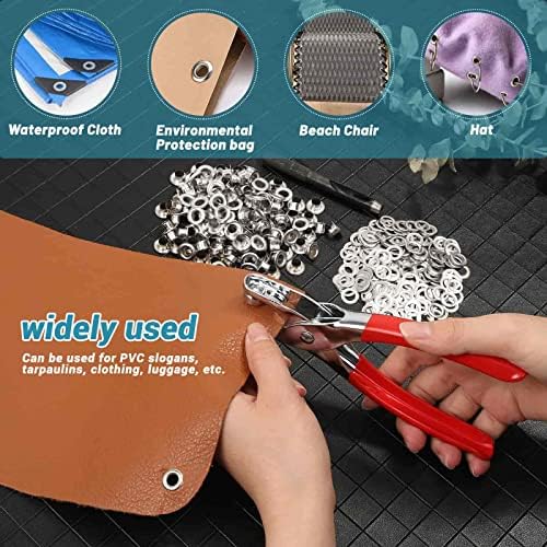 803Pcs Grommet Tool Kit 6mm 1/4 Inch(Inside Hole Size) Eyelet Kit with 400Pcs Eyelets Grommets, 400Pcs Washers and Grommet Eyelet Pliers for Leather/Belt/Shoes/Crafts