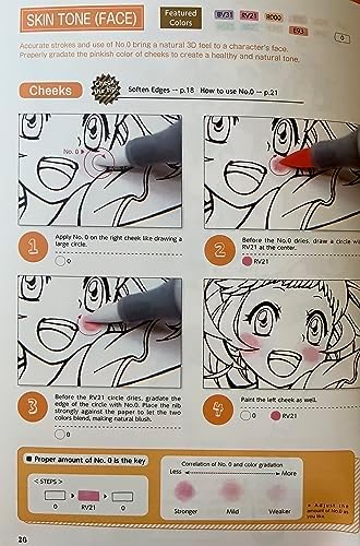 Copic Ciao Illustration Book Bundle Set, Alcohol-Based Markers (12 pcs) with an Instruction Book