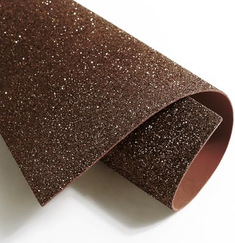 10 Sheets Glitter Cardstock Paper for Thanksgiving Christmas, Self-adhesive Backs 30 X 20cm A4 Paper for Card DIY Crafts Card Scrapbook Decoration (Brown)