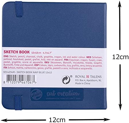 Tarens T9314-234M 452337 Art Creations Sketchbook, Drawing Notebook, 4.7 x 4.7 inches (12 x 12 cm), Navy Blue