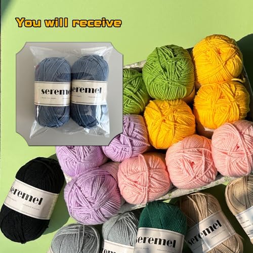 Seremel 4-Ply Acrylic Soft Yarn, 2 Skeins Crochet Yarn (Silvery Grey)