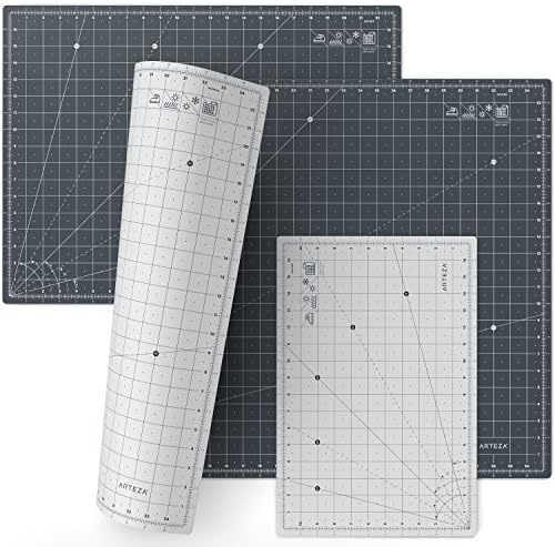 Arteza Self Healing Rotary Cutting Mat, 12"x18" with Grid & Non Slip Surface for Fabric, Paper, Vinyl, Plastic, Eco Friendly, Durable & Flexible, Great for Crafts, Quilting, Sewing, Scrapbooking
