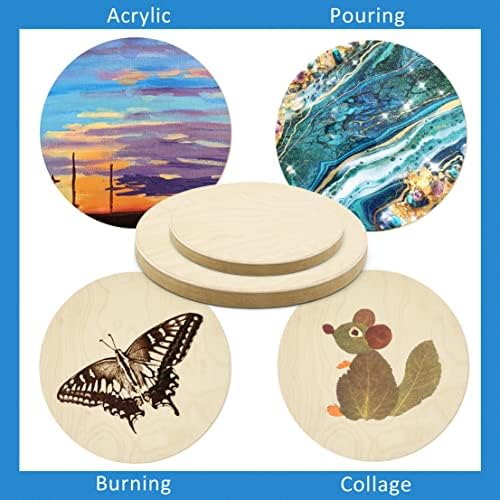 Falling in Art 4 Pack 6&8 Unfinished Round Birch Wood Panels for Painting