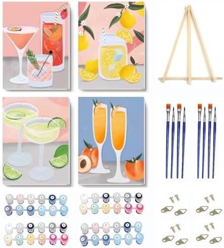 VIGEGU 4 Pack Paint by Numbers Kit for Adults Beginner with Frame