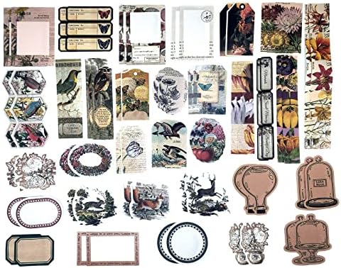 Esweny 200 Pieces Vintage Ephemera Scrapbooking Supplies Pack for Journaling, Decoupage Paper Scrapbook Stickers Kit for Junk Journal Planners Collage Craft Notebooks Album (Forests)