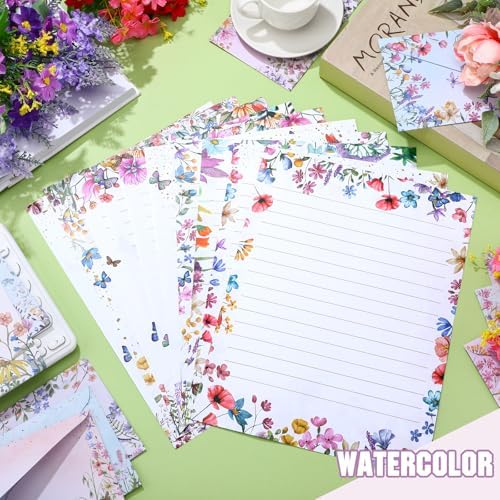 TaoBary 160 Pcs Wildflower Stationery Paper and Envelopes Set, 8.5 x 11''
