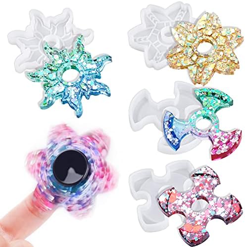 NiArt Fidget Spinner Silicone Resin Mold Kit, 4 Molds, 10 Bearings Set