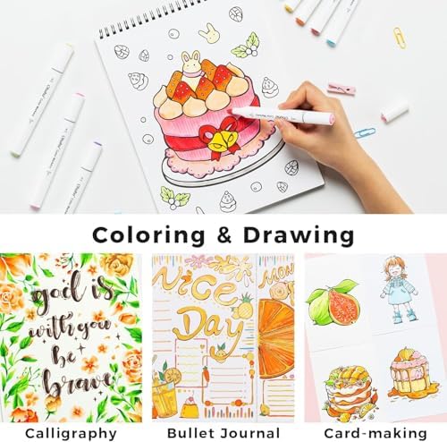 Ohuhu Adult Coloring Books Markers 60 Colors Water-based Dual Tips No Bleed