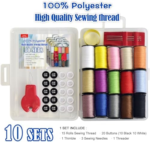 Mini Sewing Kit, Portable Sewing Kit, Portable Travel Sewing Box Kit for Adults Supplies Repair Project (10)