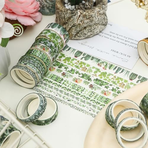 18 Rolls Seasons Flowers Washi Tape Set Floral Arts Adhesive Tapes Blooming Garden Decorative Masking Tape Sets for Craft, Kids, Scrapbook, DIY, Gift Wrapping (Summer)
