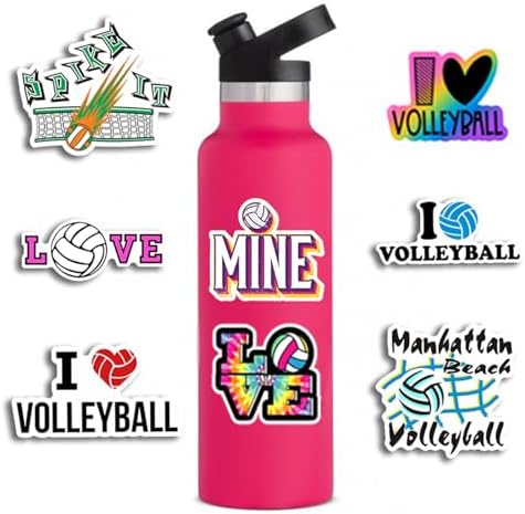 DothRayan Volleyball Stickers Pack, 100PCS Vinyl Waterproof Volleyball Sports Stickers for Water Bottle, Volleyball Sticker Gifts for Kids Teens Adult Team Players Coach