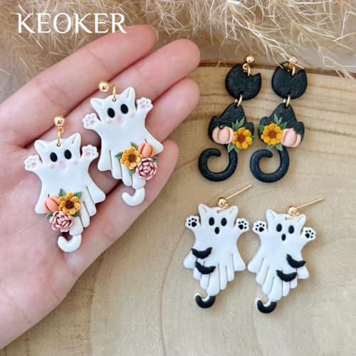 Keoker Halloween Polymer Clay Cutters - 12 Shapes Halloween Pumpkin Clay Earring Cutters