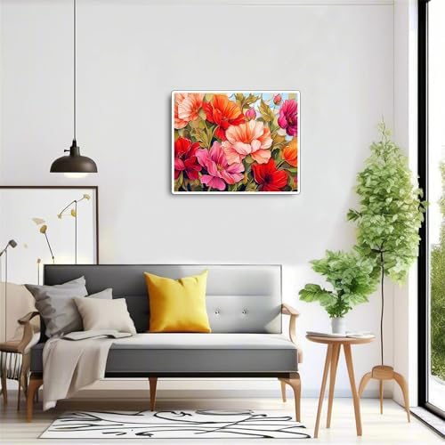 Flower Paint by Numbers Kit for Adults,Poppy Adult Painting by Numbers for Beginner on Canvas,DIY Painting Kits for Home Wall Decor,Gifts (Flower1)