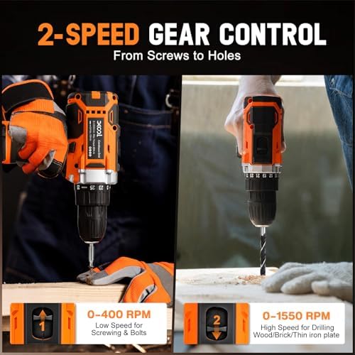 XOOL 313-Piece Home Tool Kit with 12V Cordless Drill, Toolbox with Drawer, All-in-One Tool Set for DIY, Home & Garage