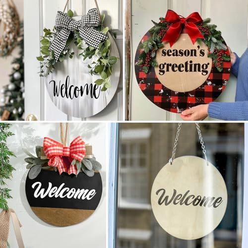 10Pcs Thicken Wood Circles for Crafts with Holes,12" Unfinished Wood Rounds | Wooden Round Circles with Twine,Woods Rounds Discs for Door Hanger,Blank Wooden Signs for Painting,Burning,Home Décor