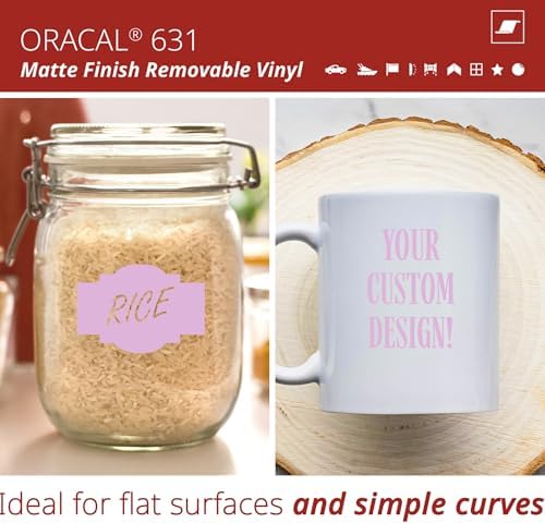 ORACAL 631 Matte Lilac Vinyl Durable Roll Easy to Weed Permanent Adhesive Craft Vinyl for Plotting Machines, Decals & DIY Projects 12” x 15ft + Transfer Tape 12" x 24"