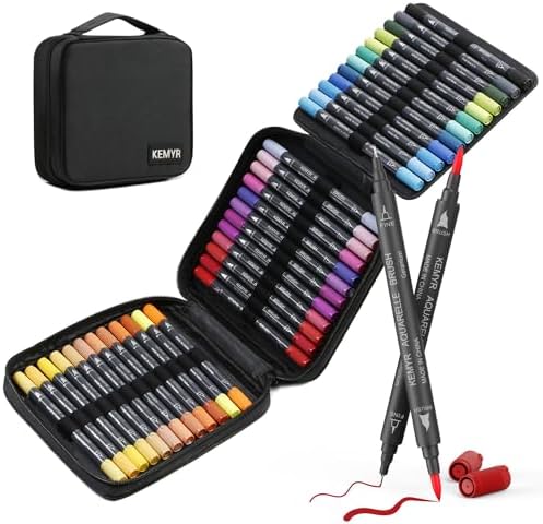KEMYR Markers for Adult Coloring Books No Bleeding,36 Colors by Number