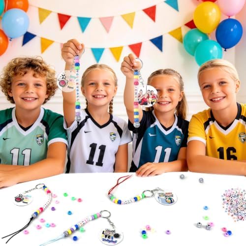 900Pcs 24 Sets Volleyball Keychain Making Kit, DIY Volleyball Crafts Gifts
