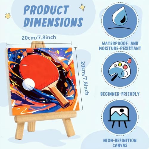 XTCIXAL Paint by Numbers Kit for Kids with Frame, Table, 8X8 inch
